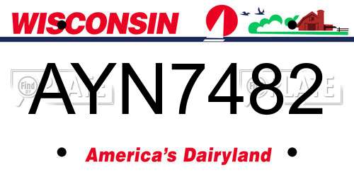 AYN7482 Wisconsin License Plate