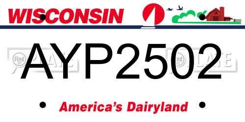 AYP2502 Wisconsin License Plate