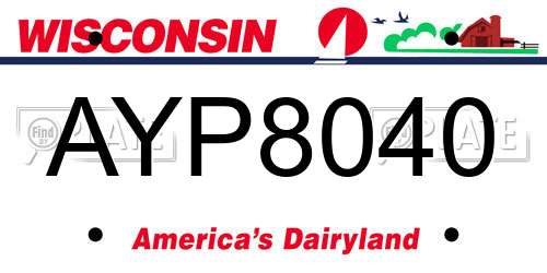 AYP8040 Wisconsin License Plate