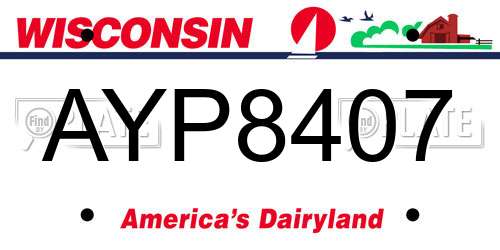 AYP8407 Wisconsin License Plate