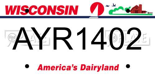 AYR1402 Wisconsin License Plate