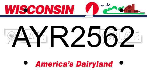 AYR2562 Wisconsin License Plate