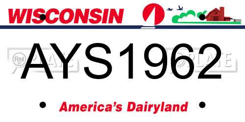 AYS1962 Wisconsin License Plate
