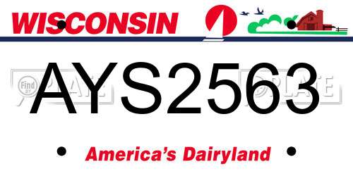 AYS2563 Wisconsin License Plate