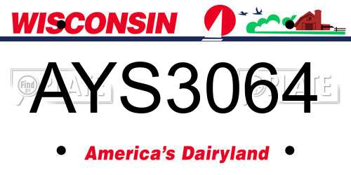 AYS3064 Wisconsin License Plate