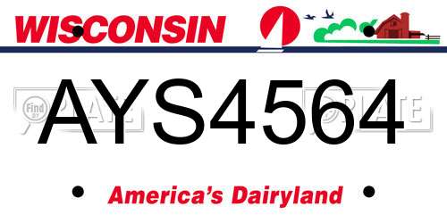 AYS4564 Wisconsin License Plate