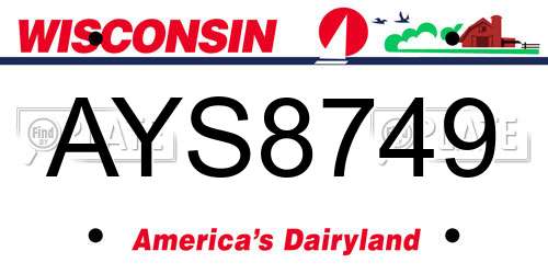 AYS8749 Wisconsin License Plate