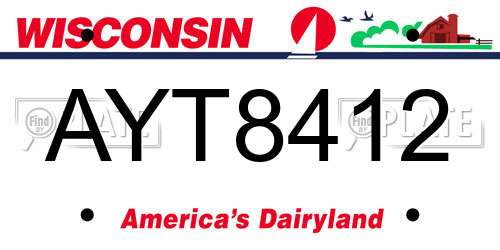 AYT8412 Wisconsin License Plate