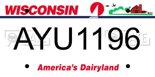 AYU1196 Wisconsin License Plate