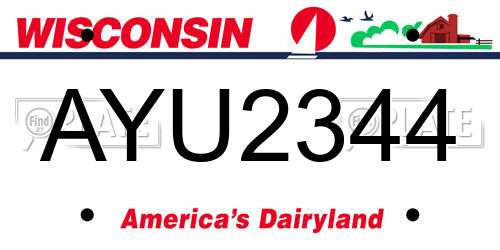 AYU2344 Wisconsin License Plate
