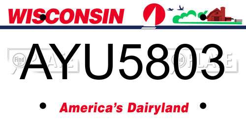AYU5803 Wisconsin License Plate