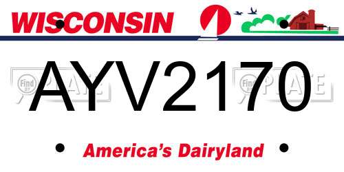 AYV2170 Wisconsin License Plate