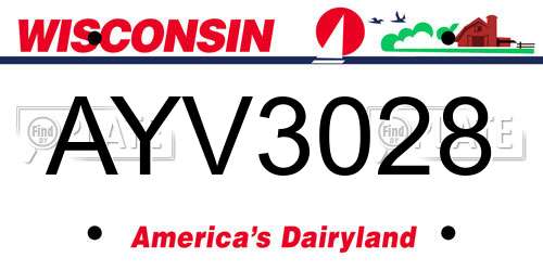 AYV3028 Wisconsin License Plate