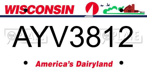 AYV3812 Wisconsin License Plate