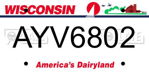 AYV6802 Wisconsin License Plate