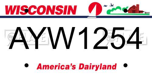 AYW1254 Wisconsin License Plate