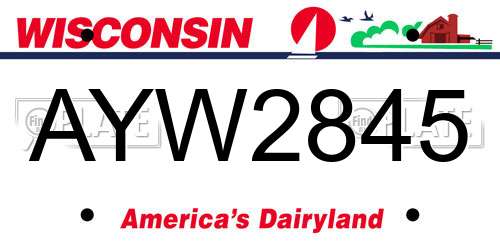 AYW2845 Wisconsin License Plate
