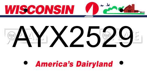AYX2529 Wisconsin License Plate