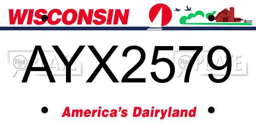 AYX2579 Wisconsin License Plate