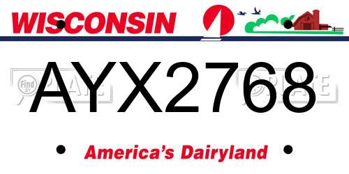 AYX2768 Wisconsin License Plate