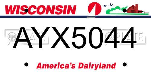 AYX5044 Wisconsin License Plate