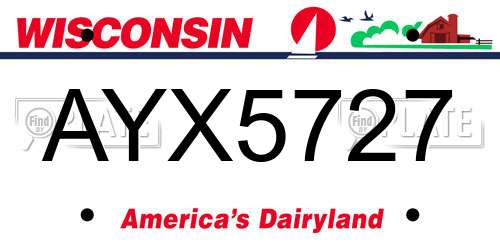 AYX5727 Wisconsin License Plate