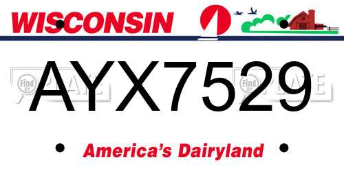 AYX7529 Wisconsin License Plate