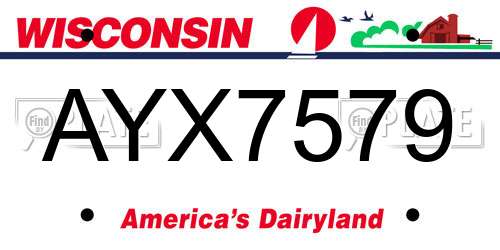 AYX7579 Wisconsin License Plate