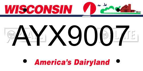 AYX9007 Wisconsin License Plate