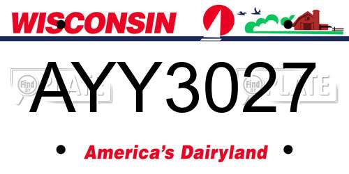 AYY3027 Wisconsin License Plate