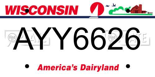 AYY6626 Wisconsin License Plate
