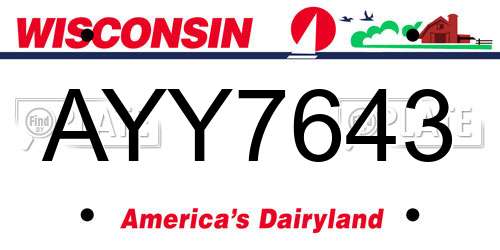 AYY7643 Wisconsin License Plate