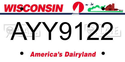 AYY9122 Wisconsin License Plate