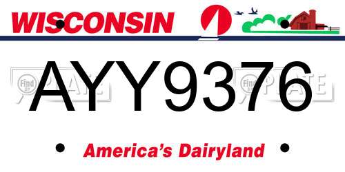 AYY9376 Wisconsin License Plate