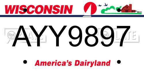 AYY9897 Wisconsin License Plate