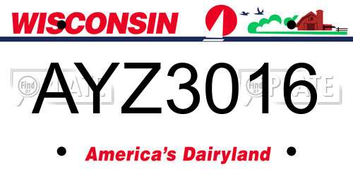 AYZ3016 Wisconsin License Plate