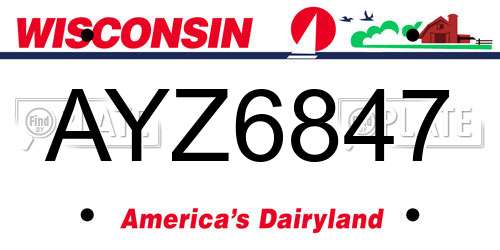 AYZ6847 Wisconsin License Plate