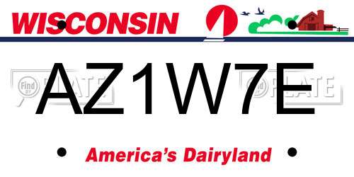 AZ1W7E Wisconsin License Plate