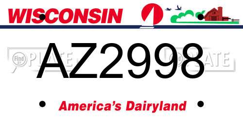 AZ2998 Wisconsin License Plate
