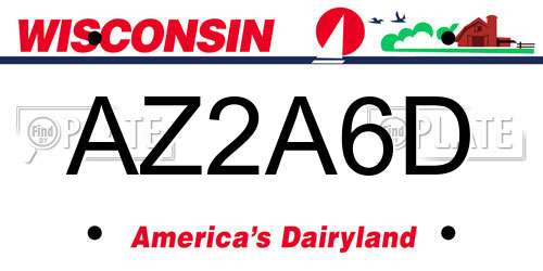 AZ2A6D Wisconsin License Plate