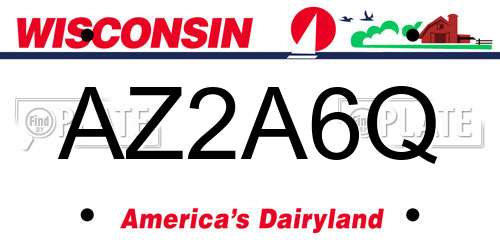 AZ2A6Q Wisconsin License Plate