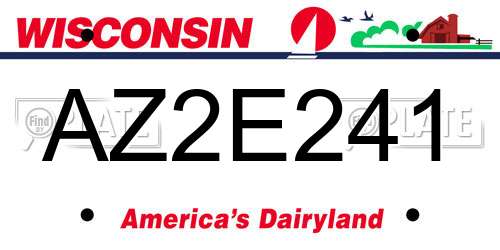 AZ2E241 Wisconsin License Plate