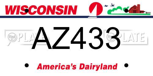 AZ433 Wisconsin License Plate