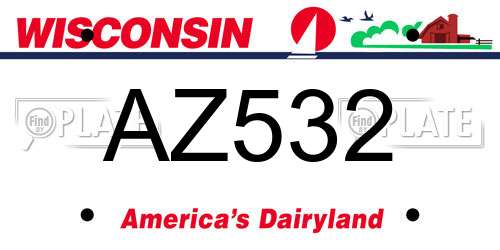 AZ532 Wisconsin License Plate