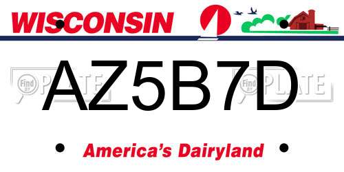 AZ5B7D Wisconsin License Plate