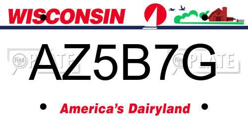 AZ5B7G Wisconsin License Plate