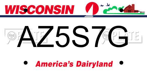 AZ5S7G Wisconsin License Plate
