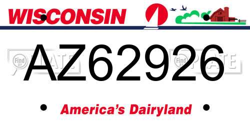 AZ62926 Wisconsin License Plate