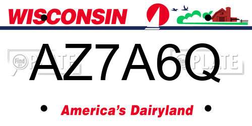 AZ7A6Q Wisconsin License Plate