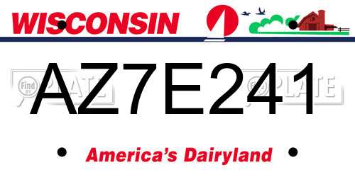 AZ7E241 Wisconsin License Plate